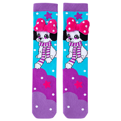 Paire de chaussettes animalières pour enfants posée à plat