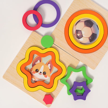 Casse-tête de formes Montessori en bois pour enfants