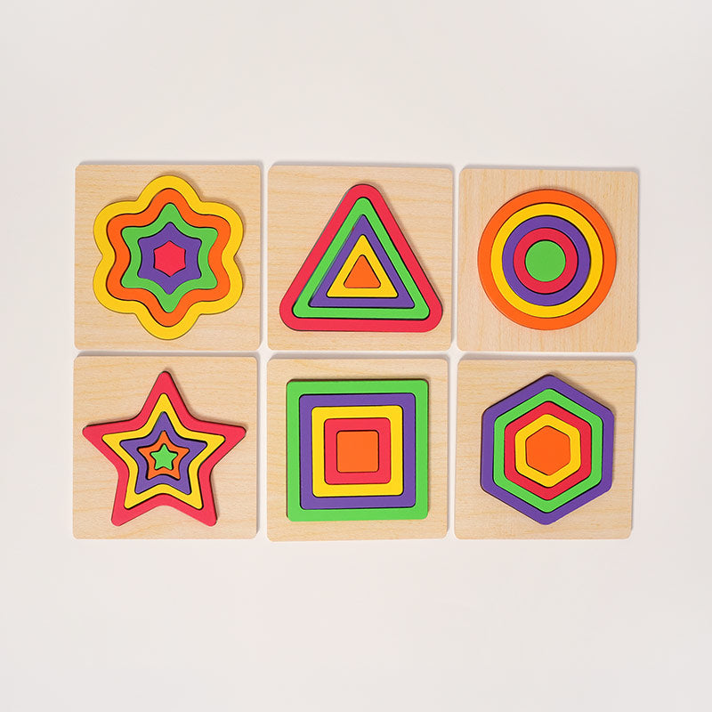 Pièces de formes variées pour un casse-tête éducatif en bois