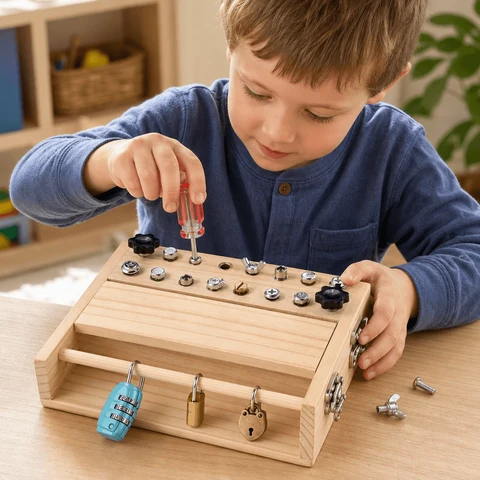Montessori Activity Board with Locks and Keys