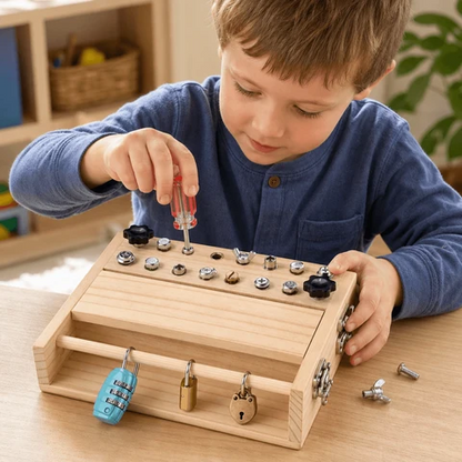 Montessori Activity Board with Locks and Keys