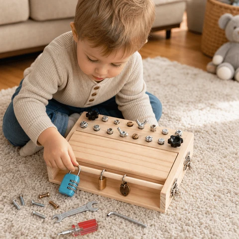 Montessori Activity Board with Locks and Keys