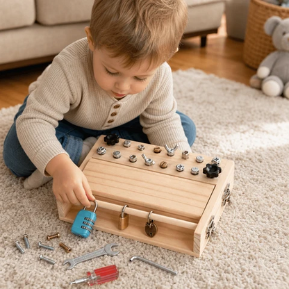 Montessori Activity Board with Locks and Keys