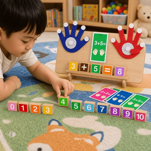 Montessori Mathematics Board with Wooden Abacus