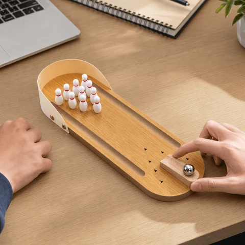Jeu De Mini Bowling En Bois Pour Enfants