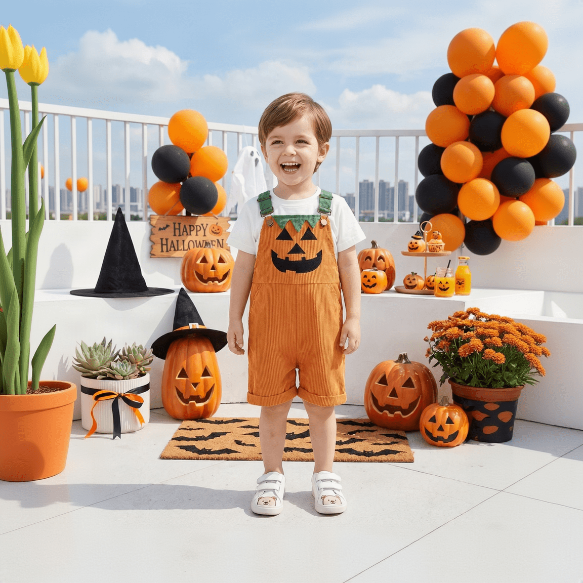Salopette D’Halloween Pour Bébé À Bretelles Réglables - Enfant Joyeux