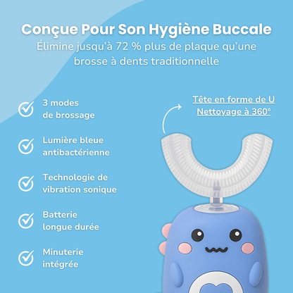 SuperDino™ | Brosse à Dents Électrique - Enfant Joyeux