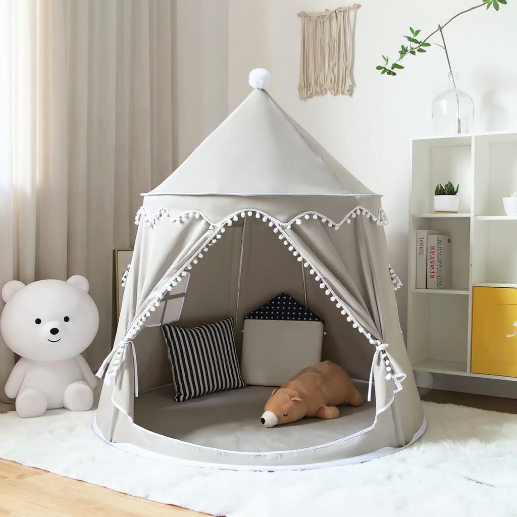 Tipi Enfant Pliable en Tissu Effet Peluche Pour Intérieur et Extérieur - Enfant Joyeux