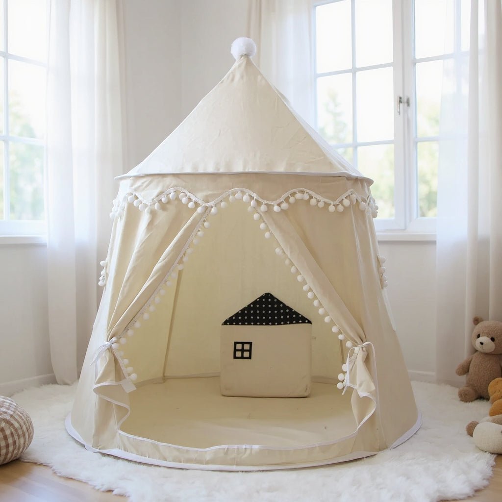 Tipi Enfant Pliable en Tissu Effet Peluche Pour Intérieur et Extérieur - Enfant Joyeux