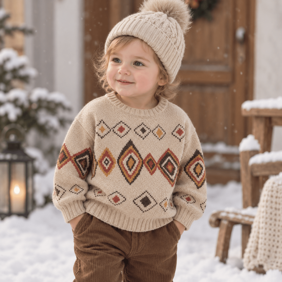 Tricot Enfant À Motif Losanges Pour Temps Frais - Enfant Joyeux